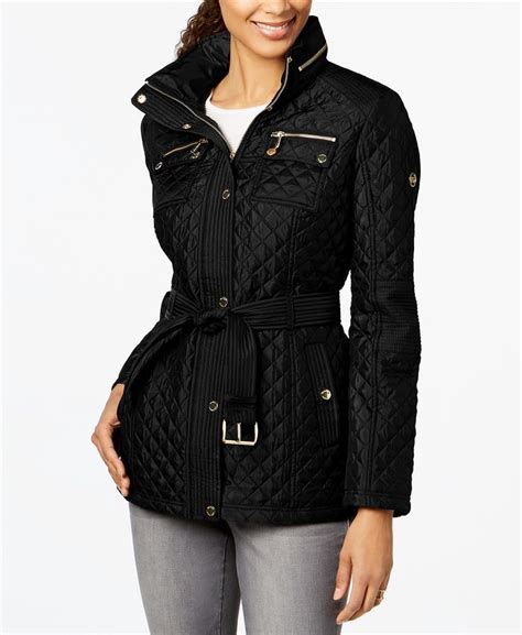 michael kors hooded quilted jacket|michael kors ladies padded coats.